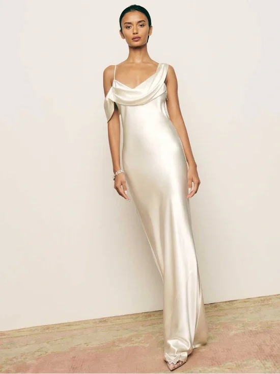 Reformation Ronda Silk Dress in Ivory Size 4, NWT, Never Worn - Picture 3 of 14